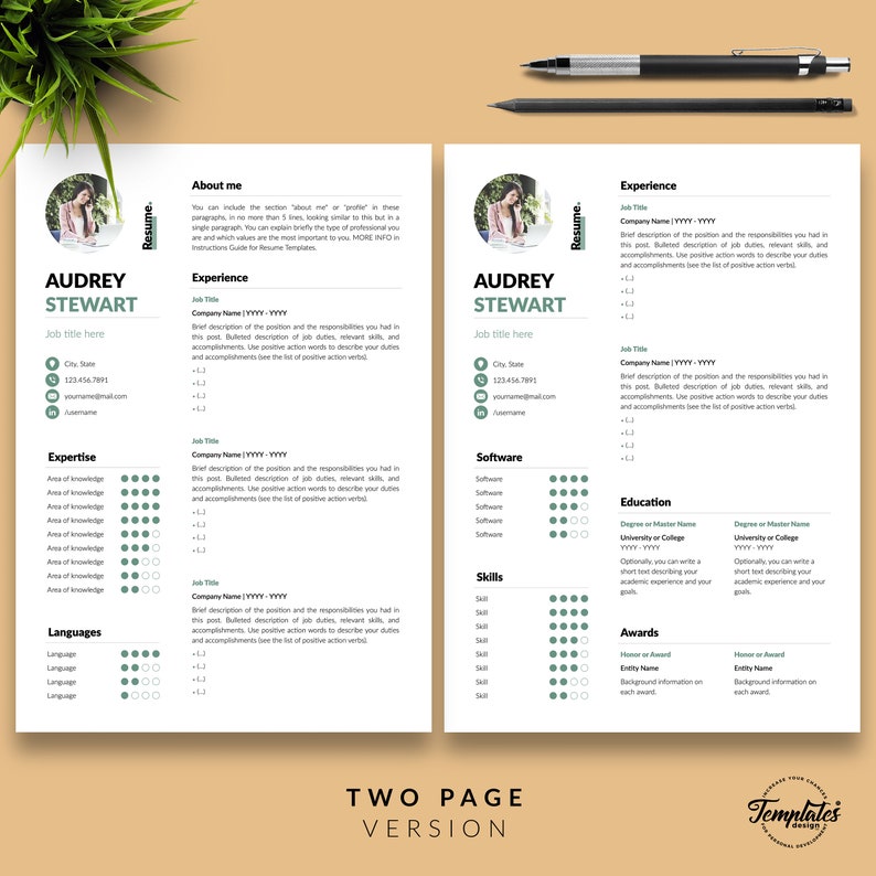 Modern Resume with Photo Cover / Perfect CV for Word and Pages / Best Professional Resume Template Etsy / One, Two, and Three Page Resume image 3