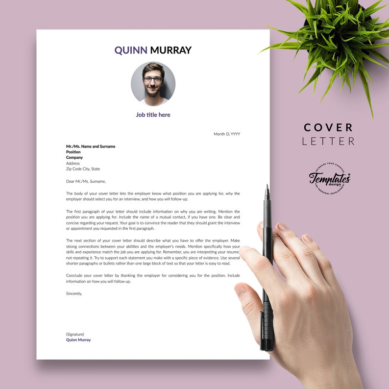 Modern Resume with Photo Cover / Perfect CV for Word and Pages / Best Professional Resume Template Etsy / 1, 2, and 3 Page Resume Design image 5