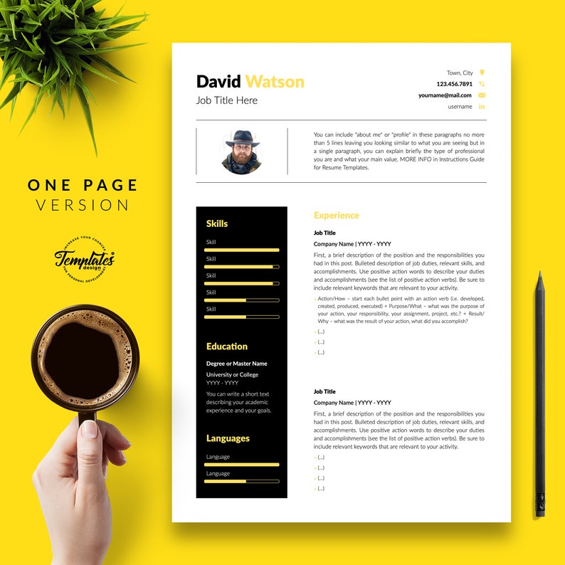 Cover Letter CV Template Professional Resume Template with Photo Resume Instant Download Creative CV for Word and Pages References