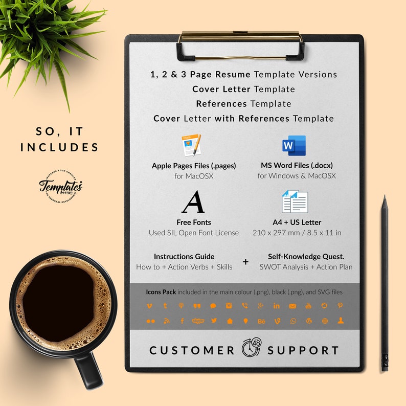 Modern Resume Template for Word & Pages / Clean and Basic CV Cover Letter References / 1, 2, and 3 Page Resume Design / Instant Download image 10