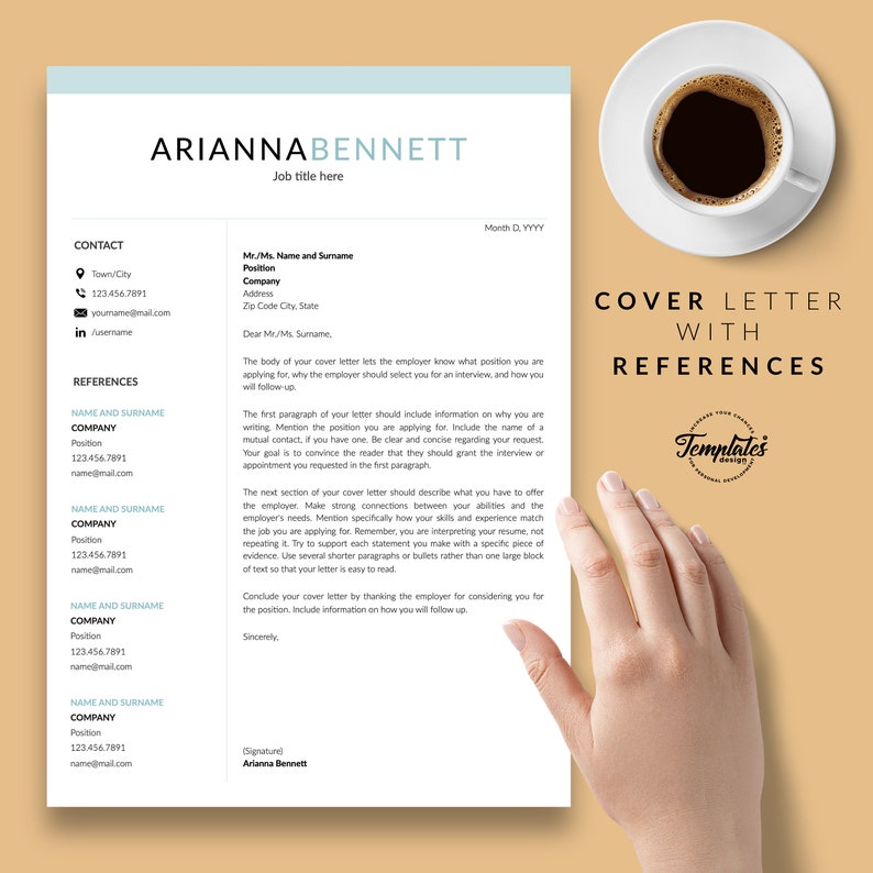 Cover Best Simple Resume Template Etsy Basic /& Clean Resume References CV for Word and Pages Perfect Resume for Any Job Position