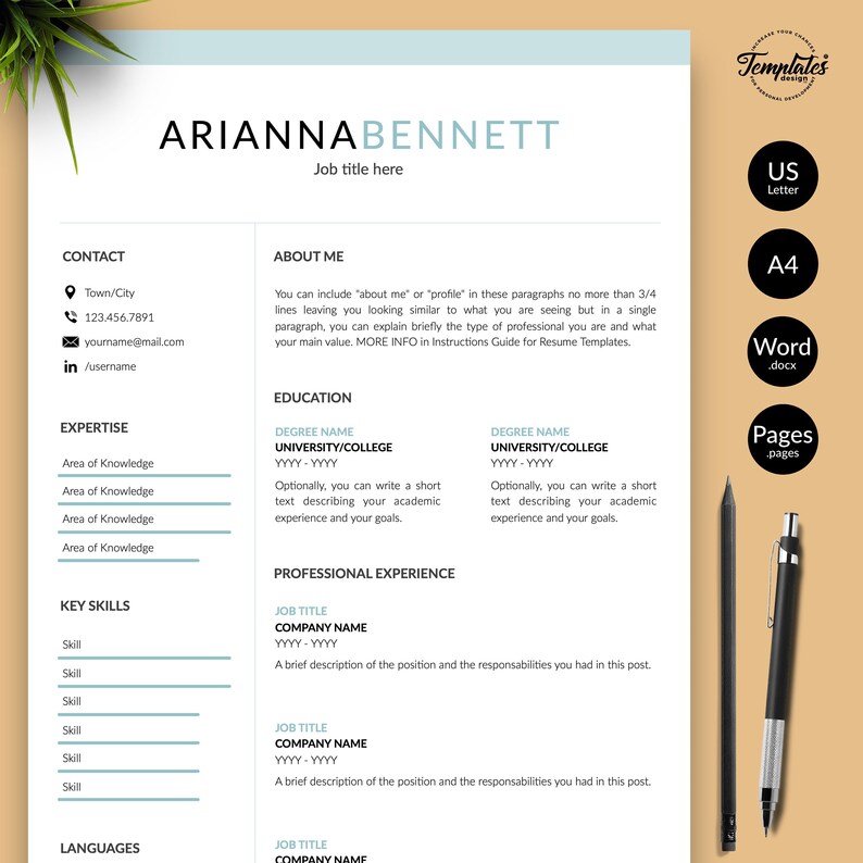 Cover Best Simple Resume Template Etsy Basic /& Clean Resume References CV for Word and Pages Perfect Resume for Any Job Position