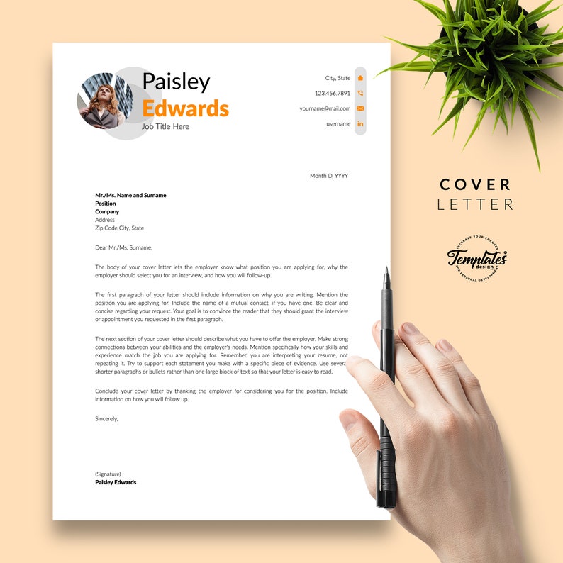 Modern Resume Template for Word & Pages / Clean and Basic CV Cover Letter References / 1, 2, and 3 Page Resume Design / Instant Download image 5