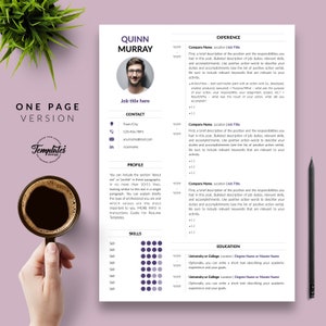 Modern Resume with Photo Cover / Perfect CV for Word and Pages / Best Professional Resume Template Etsy / 1, 2, and 3 Page Resume Design image 2