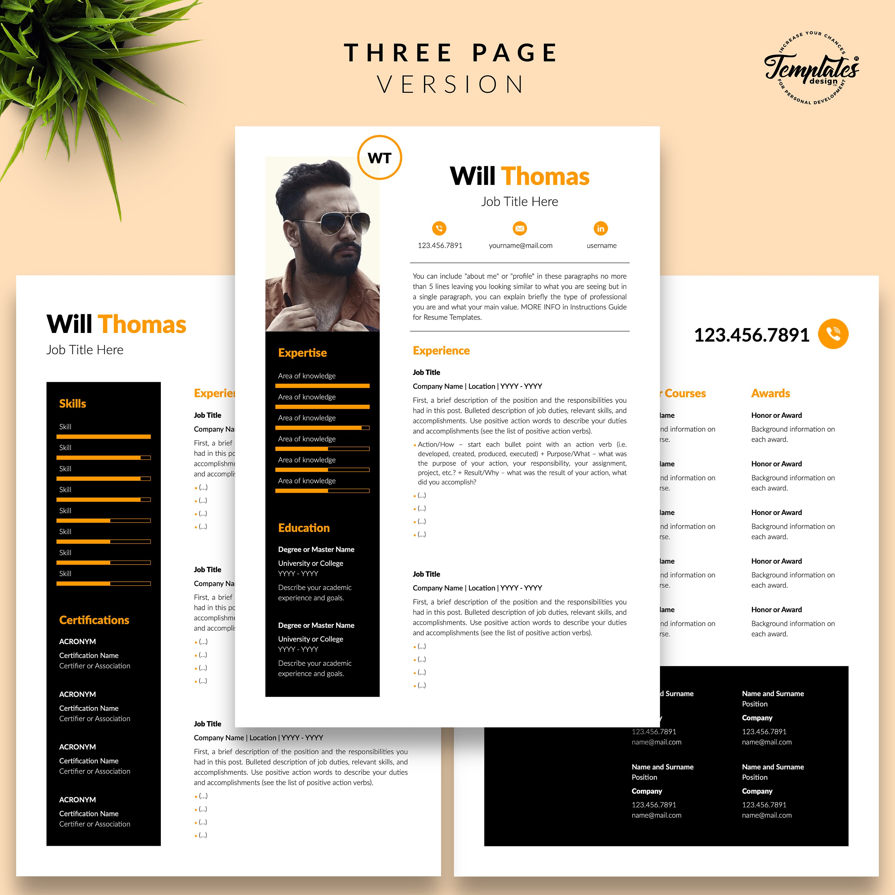 Creative & Modern Resume Template With Photo / Professional CV Template ...