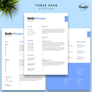 Best Modern & Simple Resume Template for Word / CV Template Word and Pages with Cover / One, Two, and Three Page Resume / Digital Download image 4