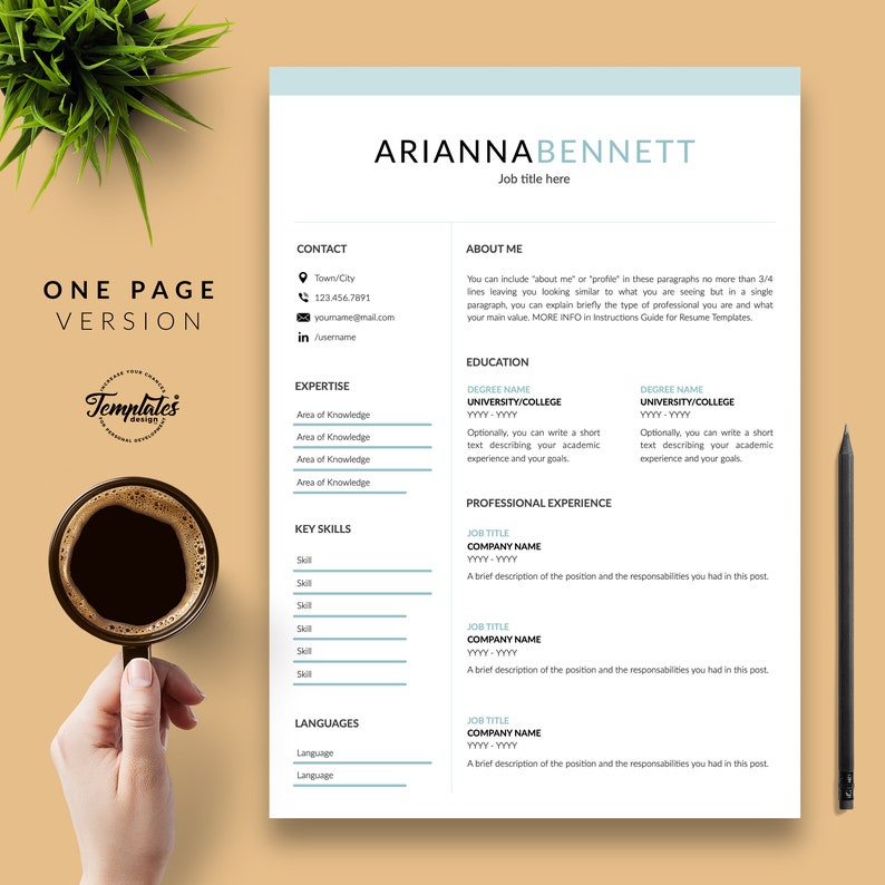 Cover Best Simple Resume Template Etsy Basic /& Clean Resume References CV for Word and Pages Perfect Resume for Any Job Position