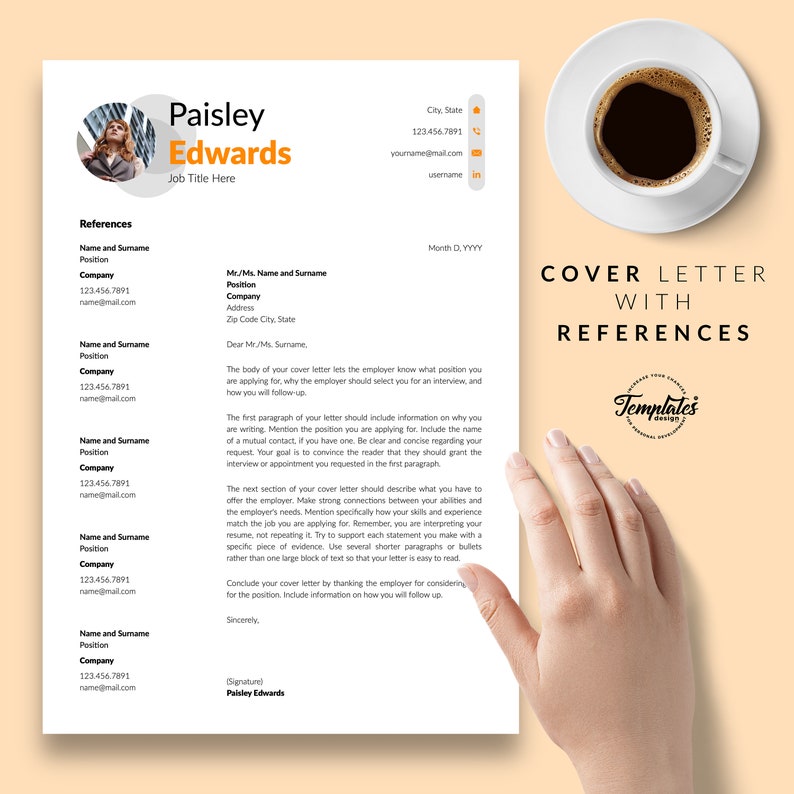 Modern Resume Template for Word & Pages / Clean and Basic CV Cover Letter References / 1, 2, and 3 Page Resume Design / Instant Download image 7