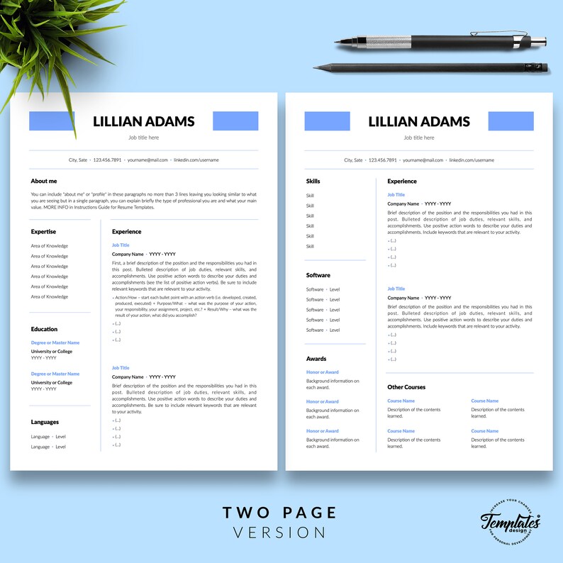 Simple Course Cv Sample Clean Resume Template, Basic CV Design (instant Download) - Etsy
