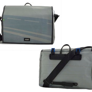 Gerecycled geüpcycled dekzeil vrachtwagen dekzeil laptoptas fietstas veiligheidsgordel binnenbanden handgemaakt