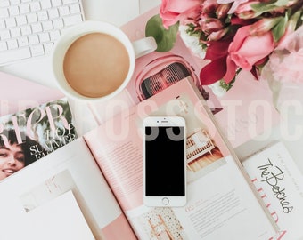 Pink and Floral Styled Stock Photo | iPhone Mockup (Digital Image / Styled Photos / Stock Images / Blog Stock / Blog Image)