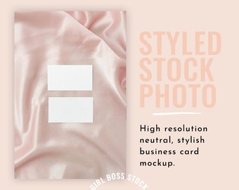 Pink Silk Business Card Mockup | Blush Logo Design Mockup (Digital Image / Styled Photos / Stock Images / Blog Stock / Blog Image)