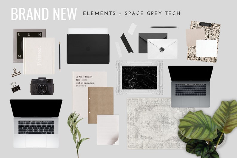 Silver Space Grey Product Mockups Scene Creator Canva iPhone, iPad, and Laptop Mockups, Accessories, Transparent PNG with Shadow image 4