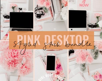 41 IMMAGINI Pacchetto stock in stile floreale rosa con Tech Mockups (Immagine digitale, Foto in stile, Immagine stock, Blog Stock, Immagine blog)