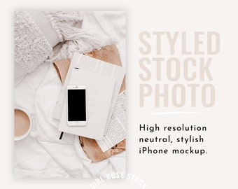 Neutral Desktop Styled Stock Photo | iPhone Mockup (Digital Image / Styled Photos / Stock Images / Blog Stock / Blog Image)