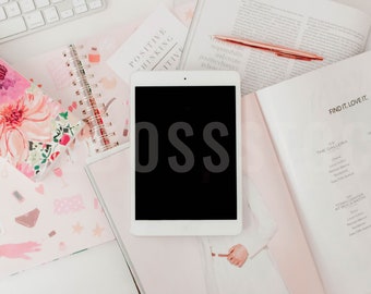 Pink and Floral Styled Stock Photo | iPad Tablet Mockup (Digital Image / Styled Photos / Stock Images / Blog Stock / Blog Image)