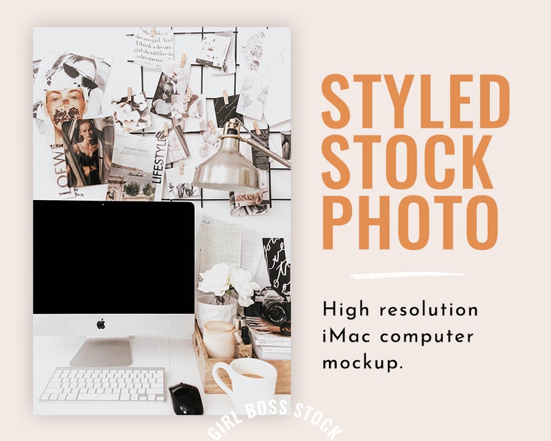 Download Foto de stock con estilo de escritorio neutro iMac Mockup ...