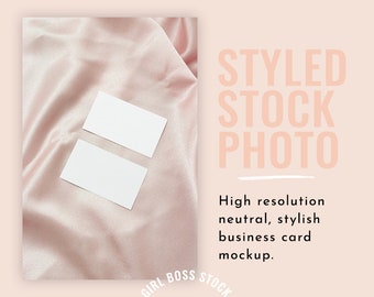 Pink Silk Business Card Mockup | Blush Logo Design Mockup (Digital Image / Styled Photos / Stock Images / Blog Stock / Blog Image)