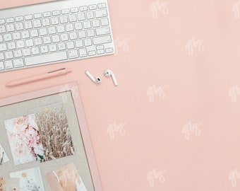 Pink Blush Moodboard Flatlay Mockup | Header Image, Room for Text | Digital Image / Styled Photos / Stock Images / Blog Stock / Blog Image)