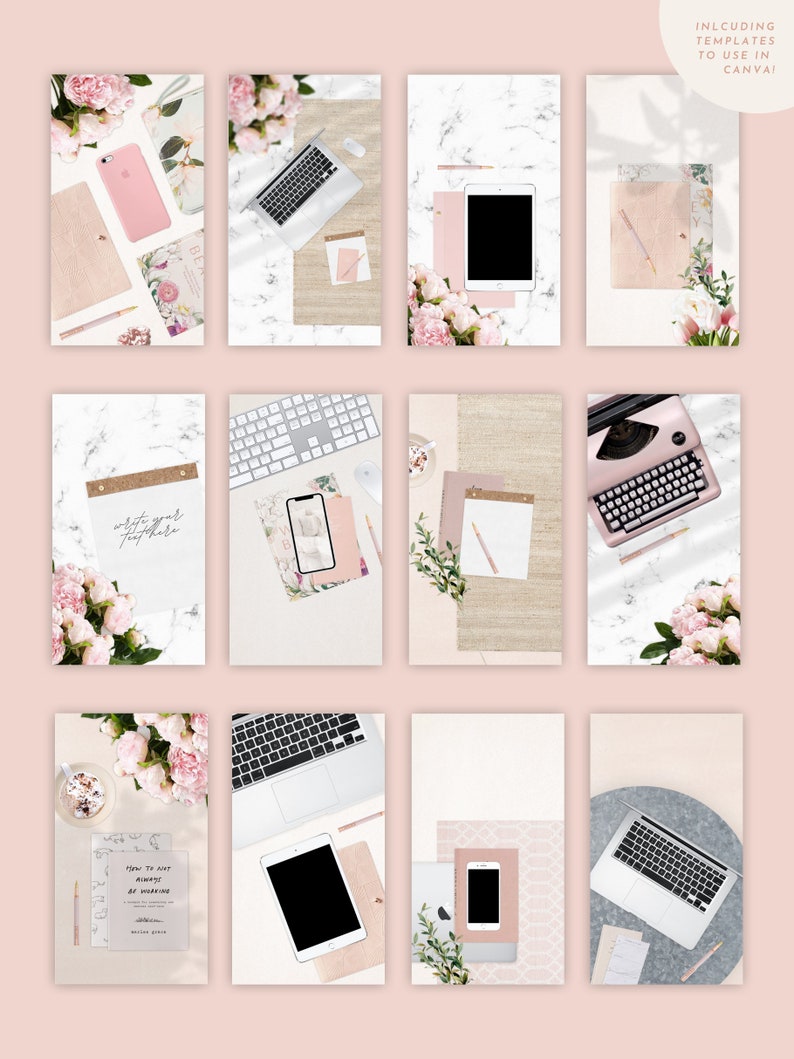 Download Blush Tech Product Mockups Scene Creator Canva iPhone | Etsy