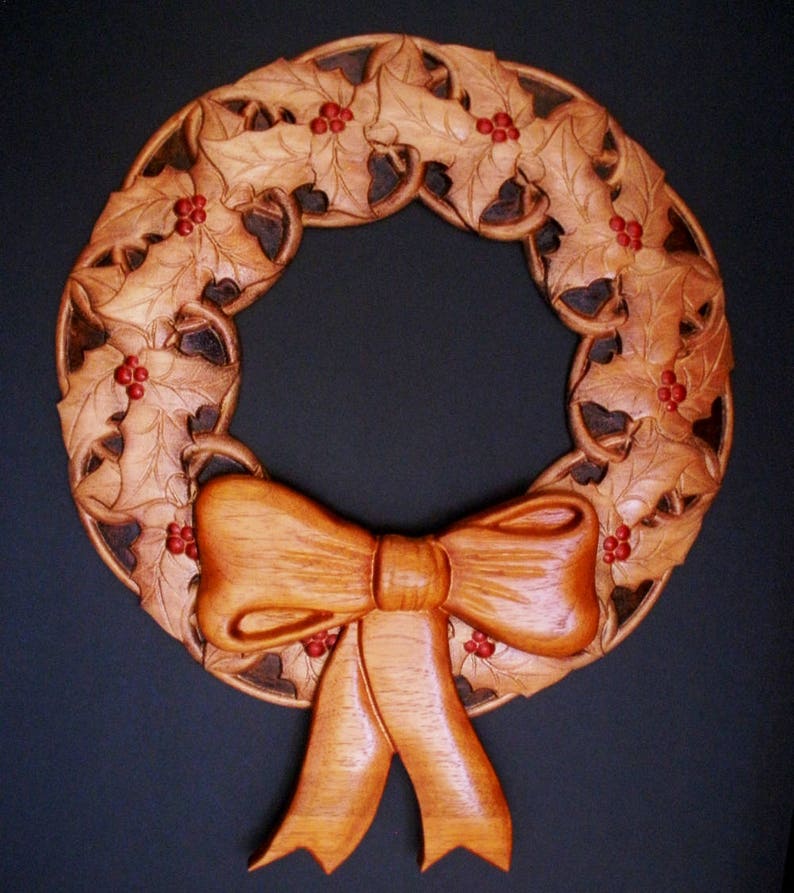 Wooden Christmas Wreath, Christmas Decoration, Wooden Christmas Present, Housewarming Decor, Christmas Wreath for Front Door, Holiday Decor image 1