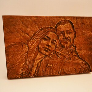 Personalized Engraved Photo Portrait, Custom Photo Portrait, Personalized Wedding Gift, Wooden Portrait, Wooden Photo, Engraved Picture image 8