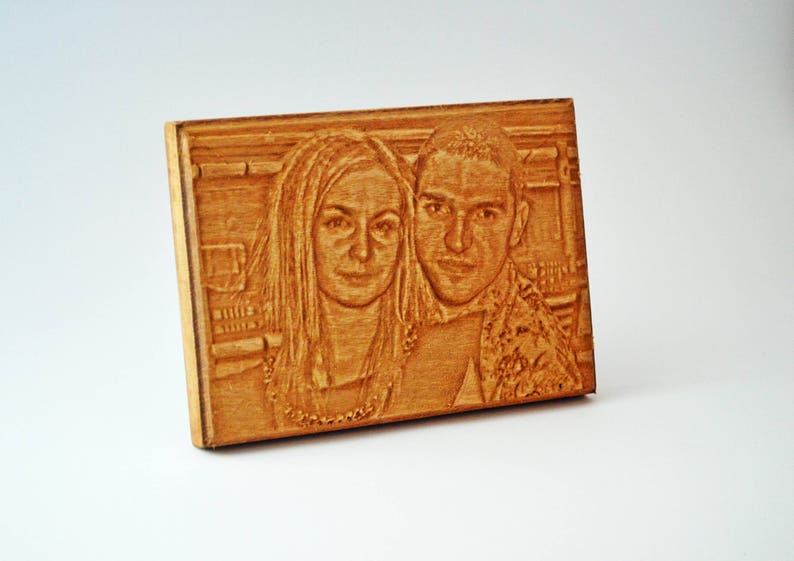 Personalized Engraved Photo Portrait, Custom Photo Portrait, Personalized Wedding Gift, Wooden Portrait, Wooden Photo, Engraved Picture image 1