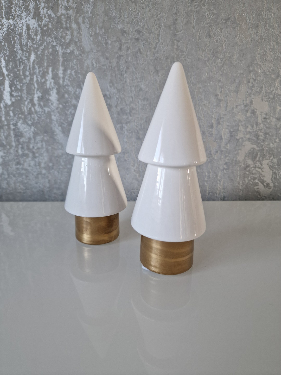 Gloss White and Gold Base Ceramic Christmas Tree Etsy UK