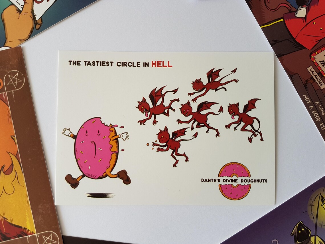 A Postcard From Hell Set of 8 A6 Art Postcards in Wax Sealed Etsy