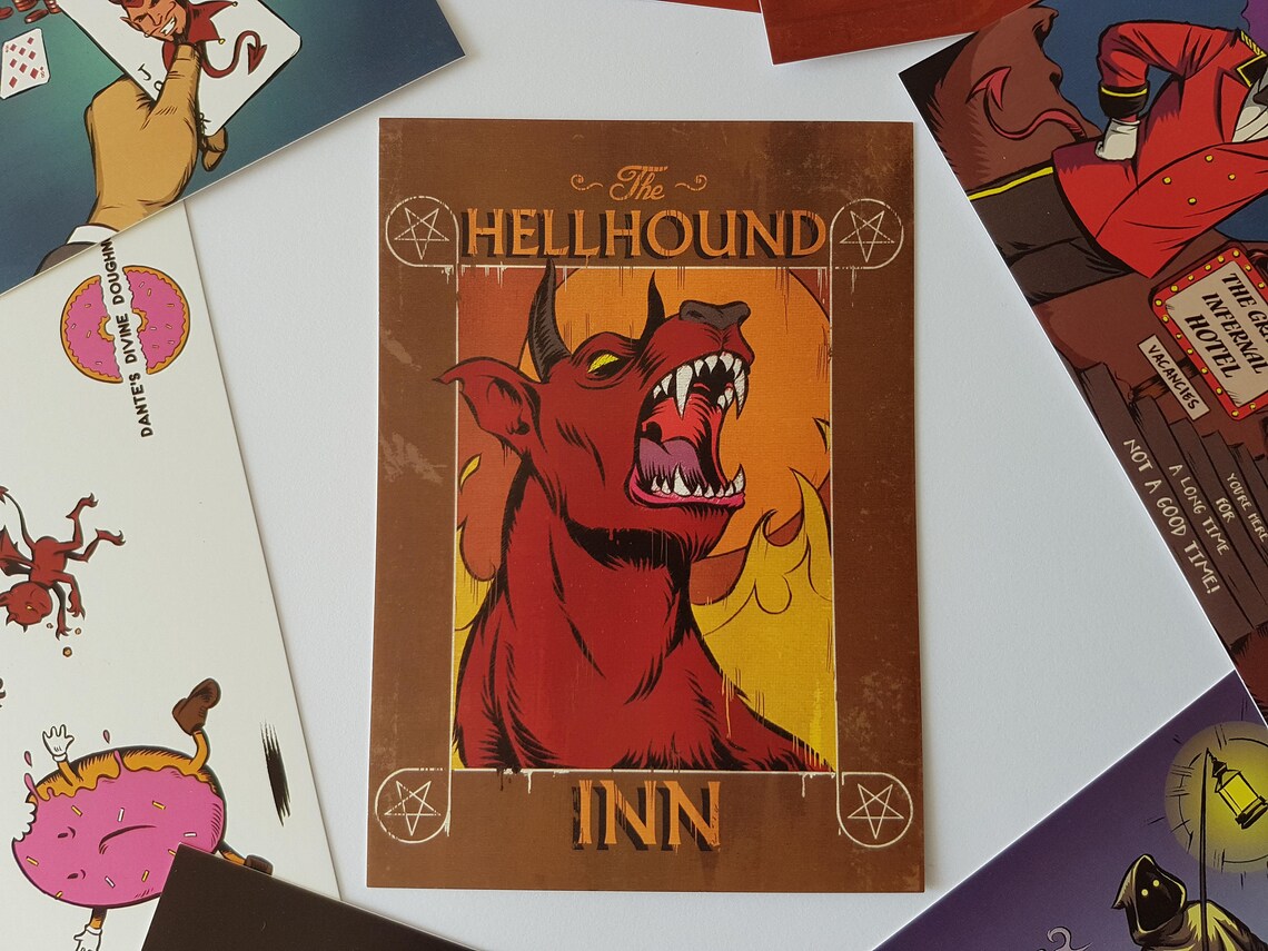 A Postcard From Hell Set of 8 A6 Art Postcards in Wax Sealed Etsy