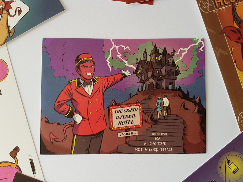 A Postcard From Hell Set of 8 A6 Art Postcards in Wax Sealed Etsy