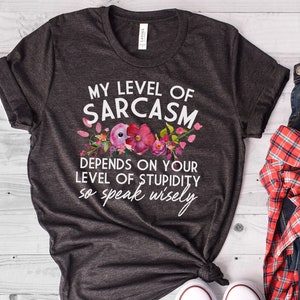 Sarcasm Shirt, Sarcastic T Shirt, Stupid People, My Level of Sarcasm, Speak Wisely, Mom T Shirt, Funny T Shirt, Bella Canvas - Item 6018