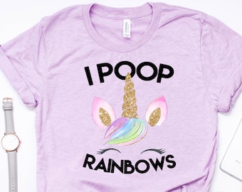 Einhorn Shirt, I Poop Rainbows, Einhorn Poop, Lustiges Einhorn Shirt, Einhorn T Shirt, Einhorn TShirt, Pastell Shirt, Bella Canvas - Artikel 6104