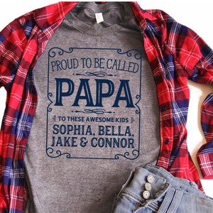 Papa T Shirt, Papa Shirt, Nana and Papa, Papa Gift, Papa, Custom Papa Shirt, Grandkids Names Shirt, Personalized Papa Shirt - Item 7090