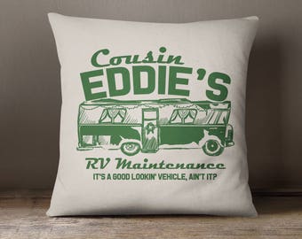 Christmas Decorative Pillow - Cousin Eddie's RV - Funny Christmas Throw Pillow - 18" x 18" Square Pillow Cover - Item 2706 - Green Ink