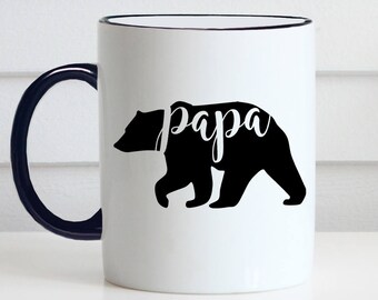 Father's Day Coffee Mug - Papa Bear Coffee Cup - Dad Birthday Gift - Men's Gift - 11 oz Ceramic Mug - Item 4002