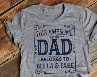 Dad Shirt with Kids Names, Gift for Dad, Custom Dad Shirt, Dad T Shirt, Dad Shirt, Father's Day Shirt, Father's Day Gift, Dad Tee -Item 7076