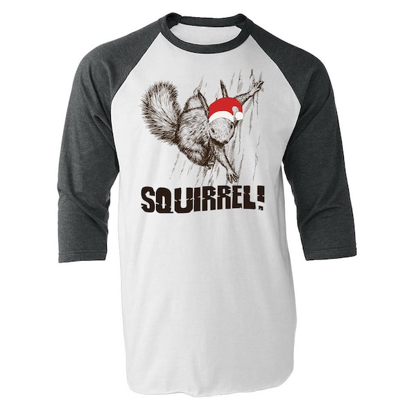 Christmas Movie Shirt, Squirrel Christmas Shirt, Holiday T Shirt, Funny Christmas Shirt, Unisex Three Quarter Sleeve Raglan - Item 4034