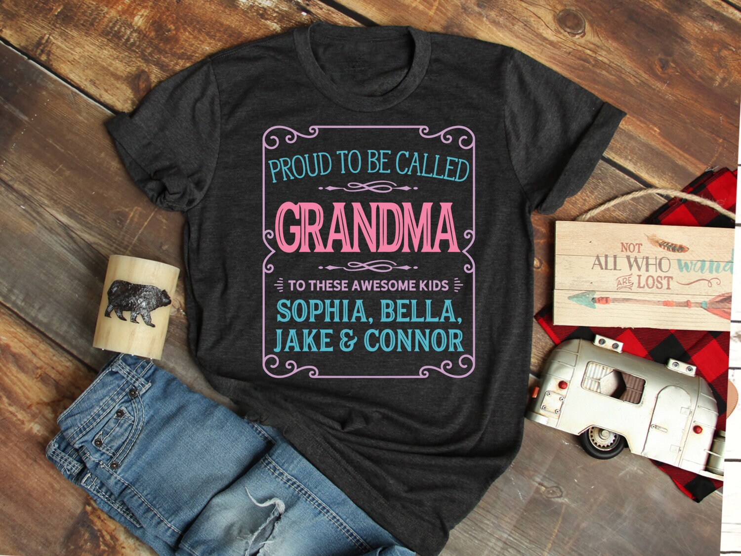 personalized grandma shirts with grandkids names