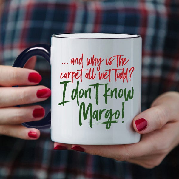 Todd Margo Coffee Mug - Why is The Carpet All Wet Todd - I Don't Know Margo - Funny Cross Stitch Cup - 11 oz Ceramic Mug - Item 4064