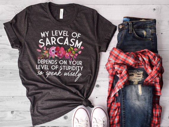 Sarcasm Shirt, Sarcastic T Shirt, Stupid People, My Level of Sarcasm, Speak Wisely, Mom T Shirt, Funny T Shirt, Bella Canvas - Item 6018