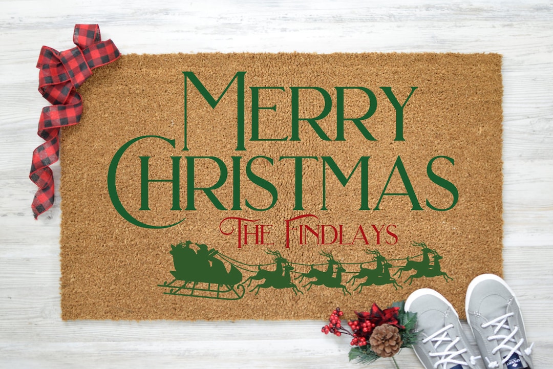 Merry Christmas Doormat, Custom Christmas Doormat, Christmas
