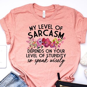 Sarcasm Shirt, Sarcastic T Shirt, Stupid People, My Level of Sarcasm, Speak Wisely, Mom T Shirt, Funny T Shirt, Bella Canvas - Item 6018 image 7
