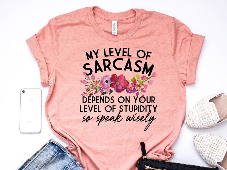 Sarcasm Shirt, Sarcastic T Shirt, Stupid People, My Level of Sarcasm, Speak Wisely, Mom T Shirt, Funny T Shirt, Bella Canvas - Item 6018 image 7
