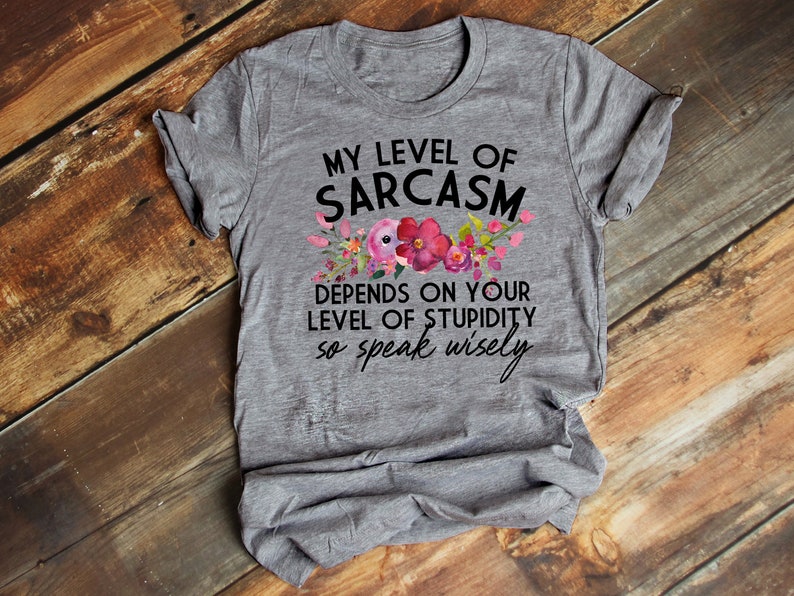 Sarcasm Shirt, Sarcastic T Shirt, Stupid People, My Level of Sarcasm, Speak Wisely, Mom T Shirt, Funny T Shirt, Bella Canvas - Item 6018 image 3
