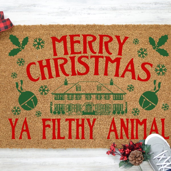 Merry Christmas Ya Filthy Animal, Home Alone Doormat, Christmas Doormat, Christmas Coir Mat, Home Alone, Holiday Rug, Coir Doormat- Item 171