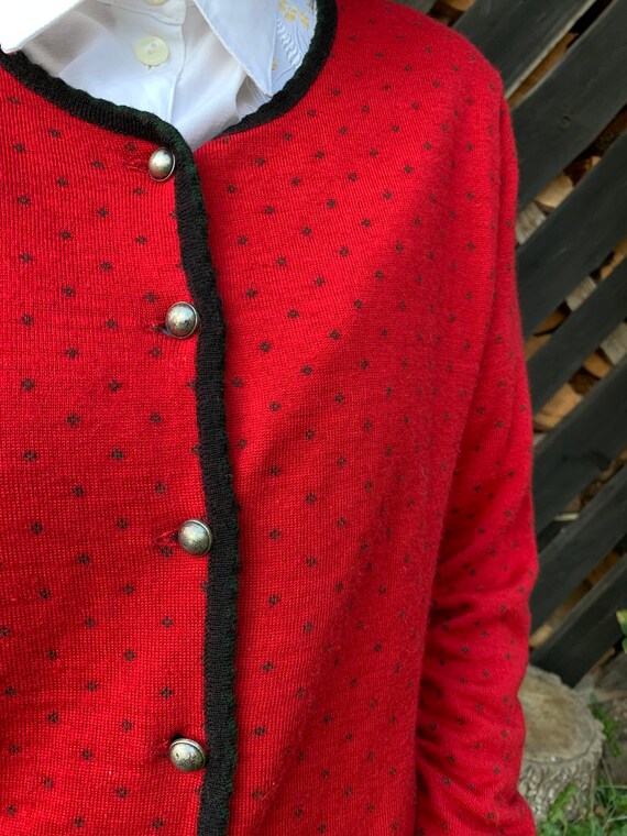 Vintage Knitted Austrian Cardigan SchurWool Red C… - image 4