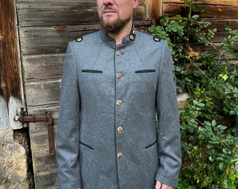 Mens Wool Gray Blazer Gray Trachten Jacket Bawarian Loden Jacket Austrian Tyrolean Dirndl Jacket Sounds of music Extra Large Size Jacket