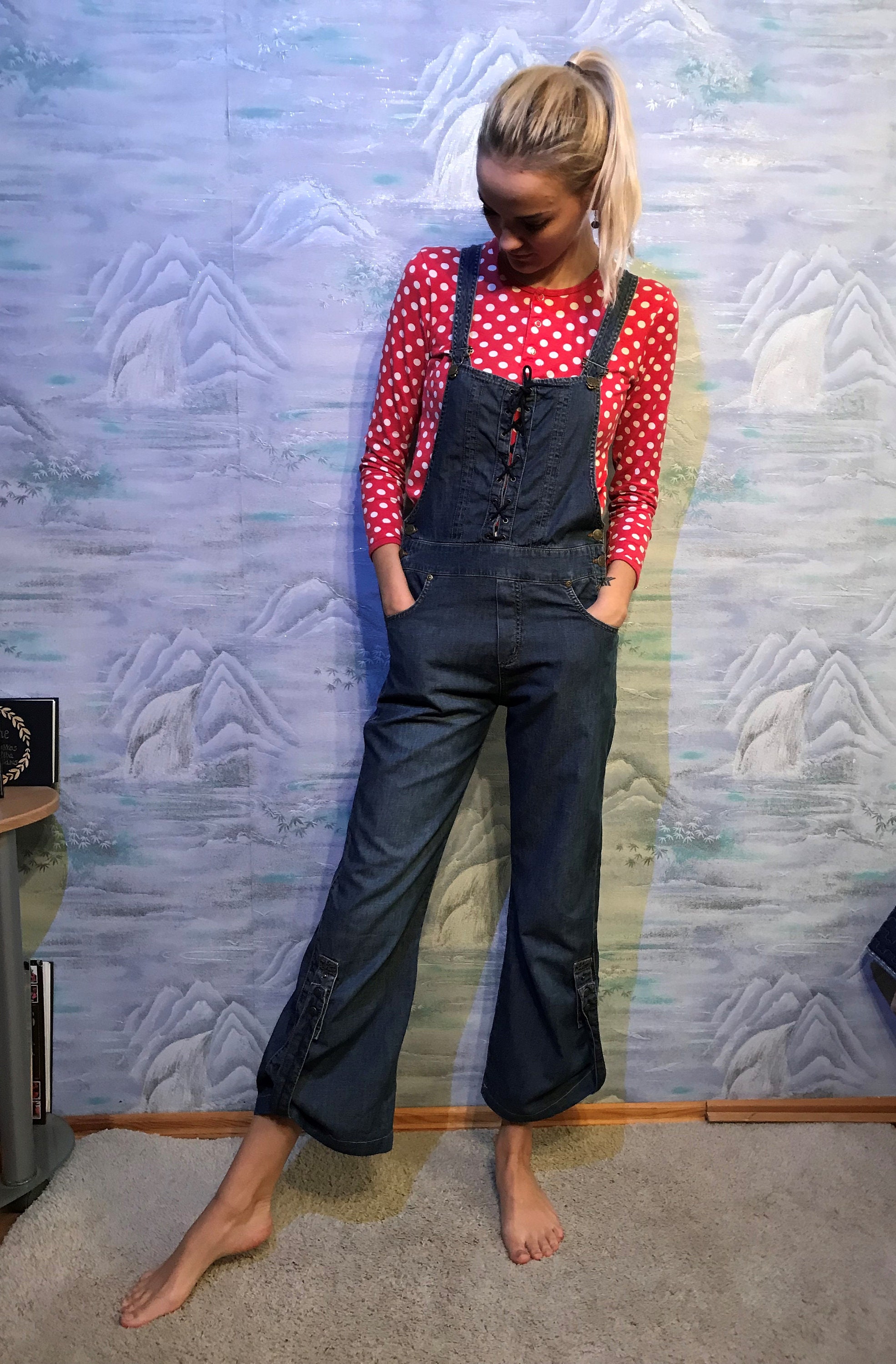 denim one piece romper