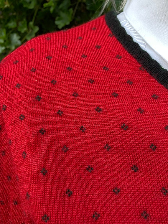 Vintage Knitted Austrian Cardigan SchurWool Red C… - image 6